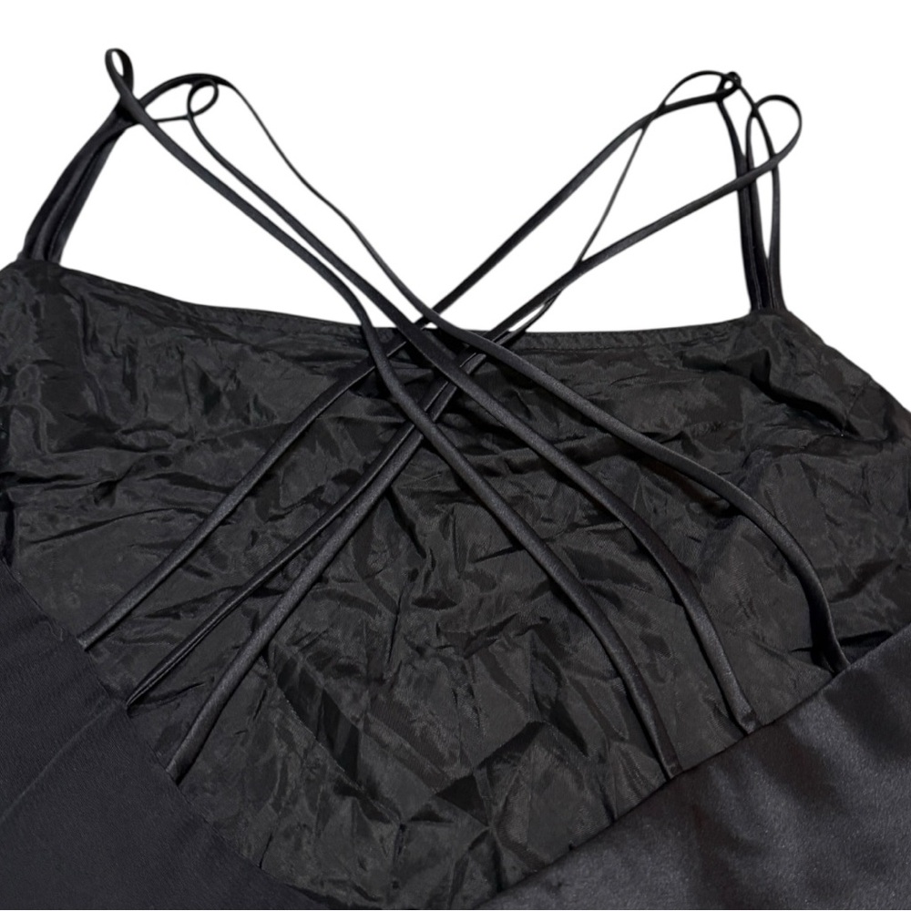 Vintage Cachet Gemstone Embellished Strappy Asymmetrical Hem Satin 90's Dress - Picture 9 of 13
